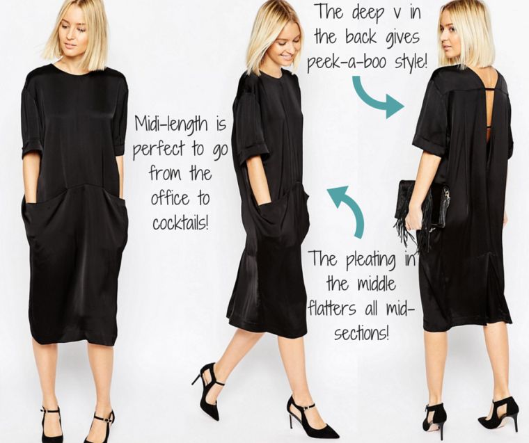 ASOS WHITE || Satin Midi Dress with Pocket Detail