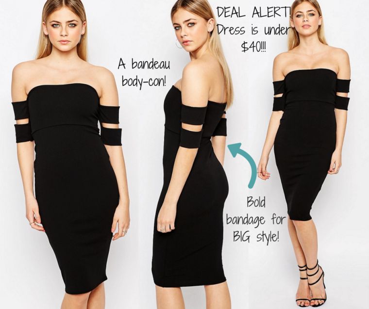 ASOS || Boohoo Bardot Detail Bandeau Bodycon Dress