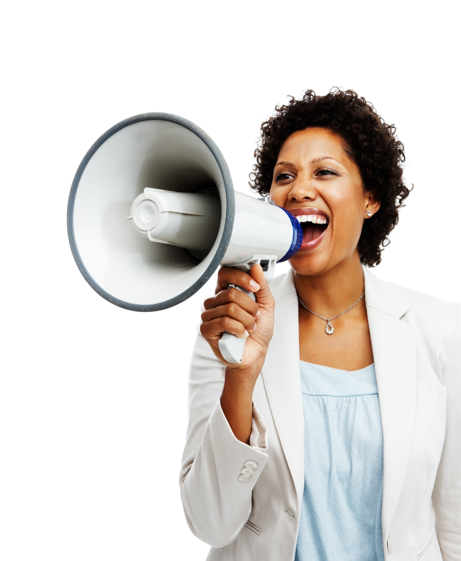 Businesswoman holding a megaphone
