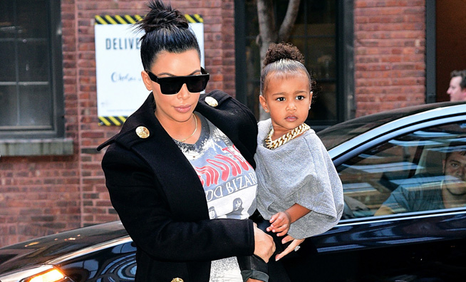 north west dressed like kanye west with kim kardashian