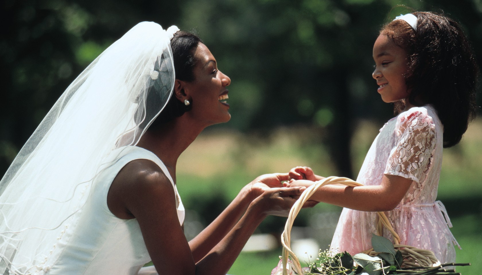 Bride with flower girl
