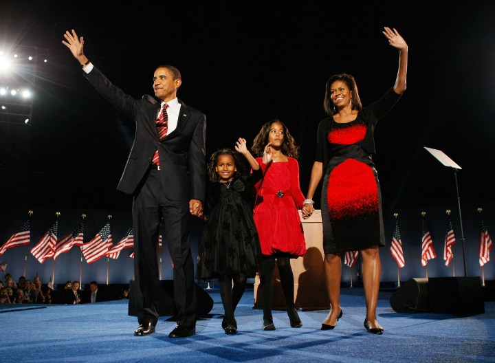 Barack Obama holds election night gathering in Chicago's Grant Park, Nov. 4, 2008.
