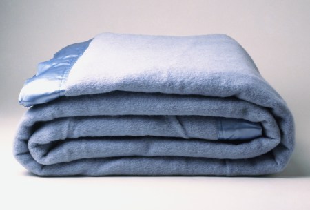 A blue blanket, folded