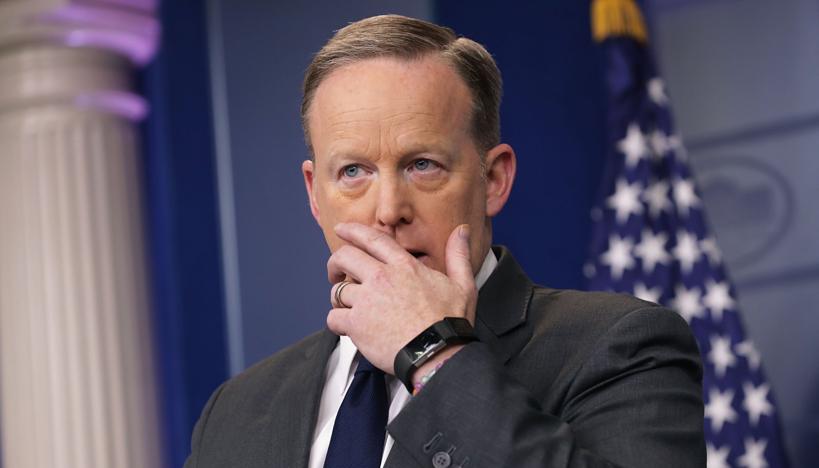 Jeff Sessions Joins Sean Spicer For Daily Press Briefing At The White House