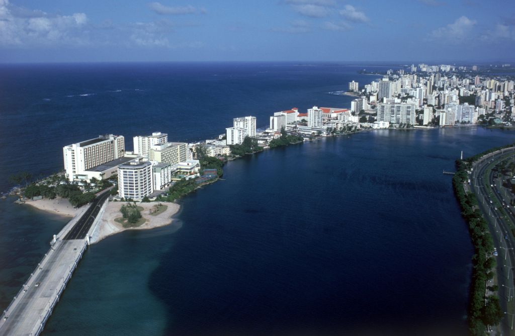 San Juan-aerial/Resort hotel Condado area