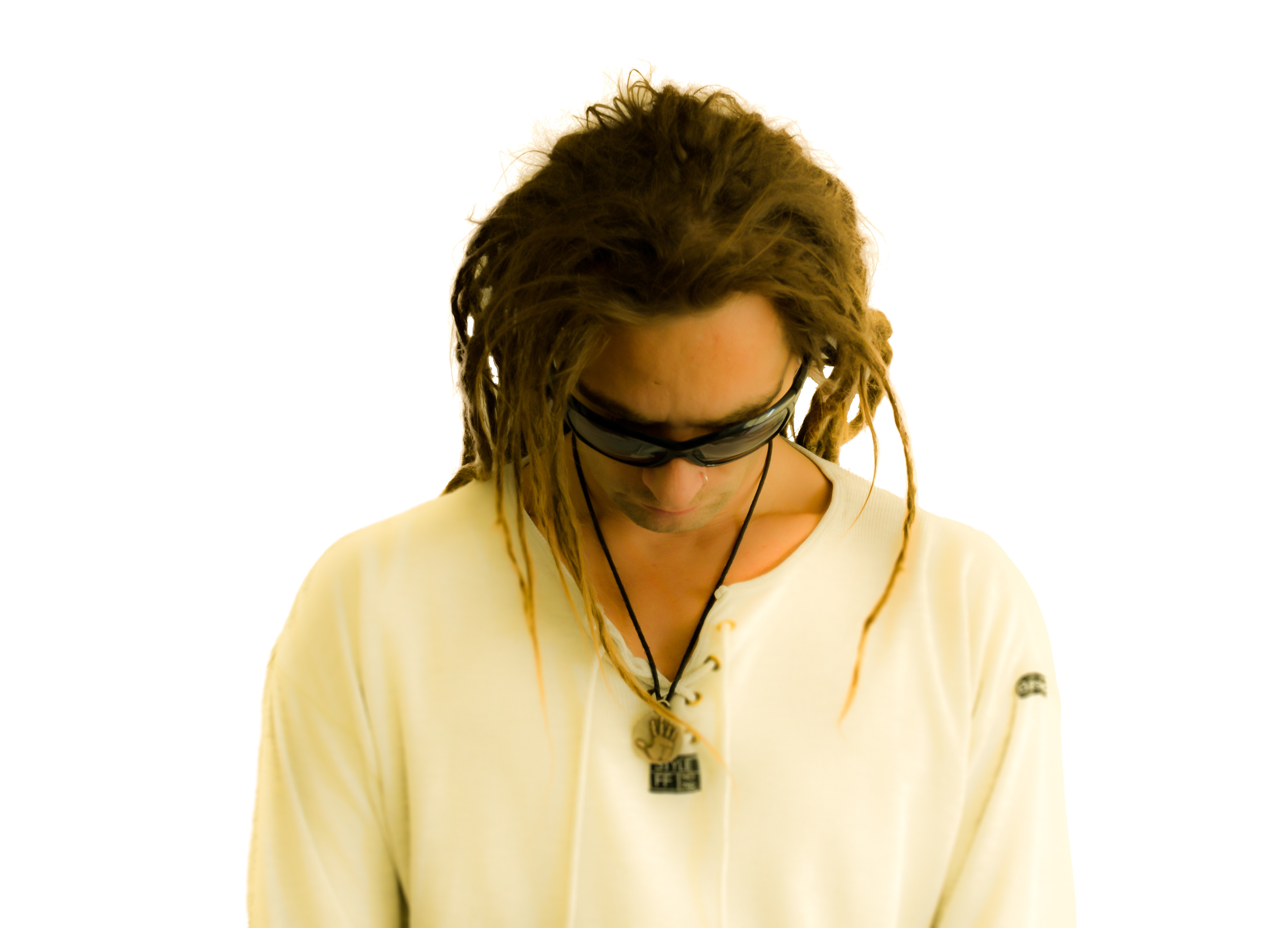 Trendy Man Standing Against White Background