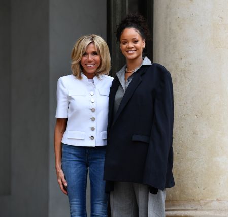 First Lady of France Brigitte Macron and Rihanna