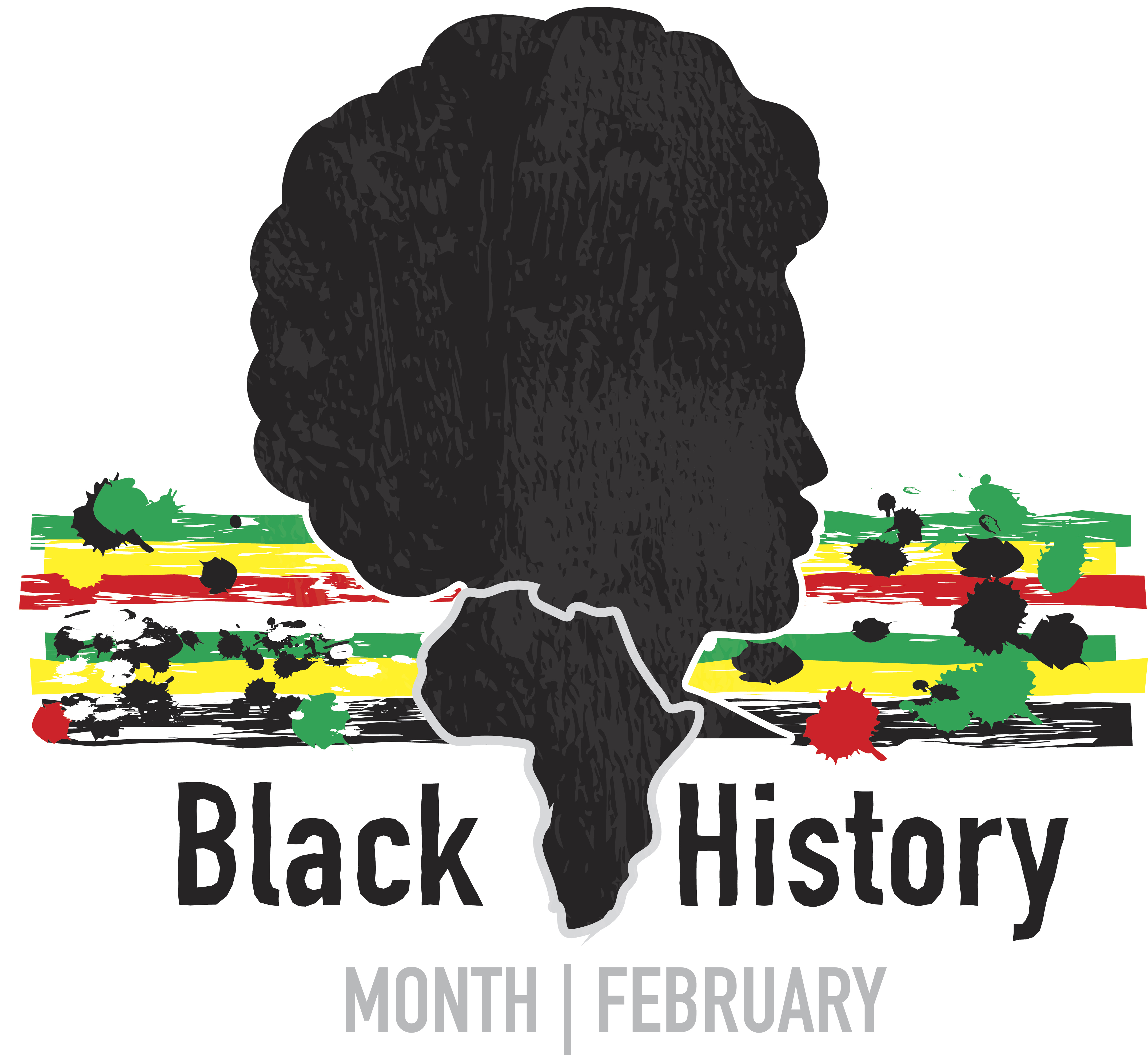 Black History month emblem design with side view of man