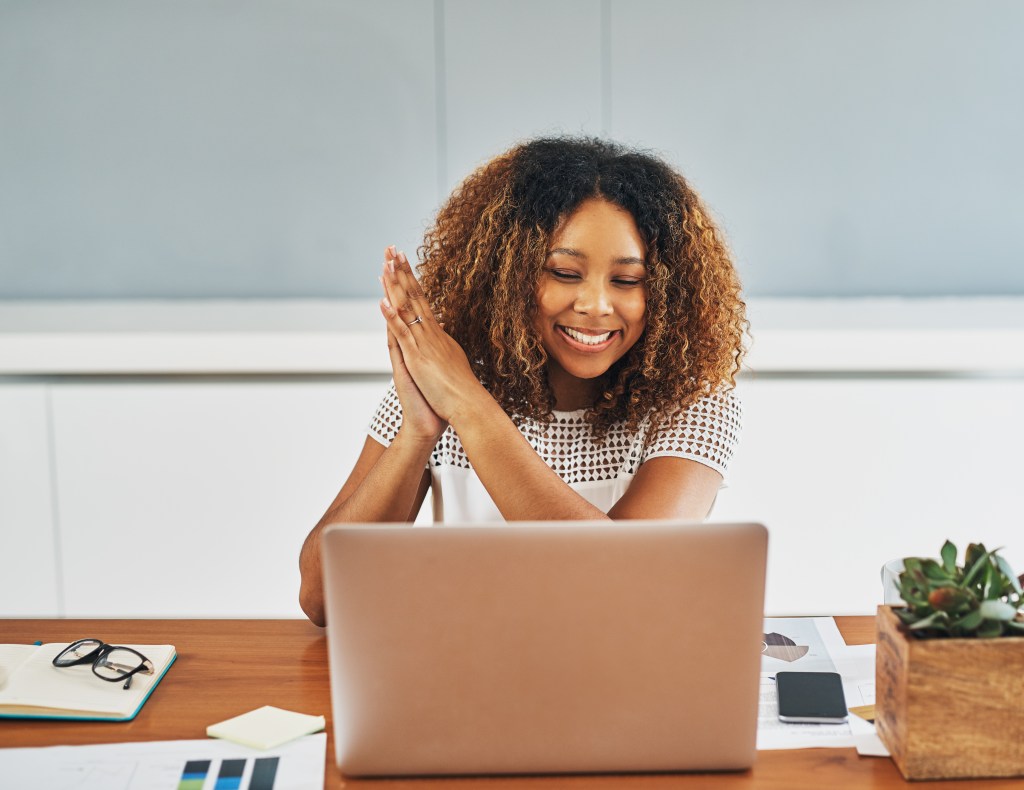 She's just received great news from a client