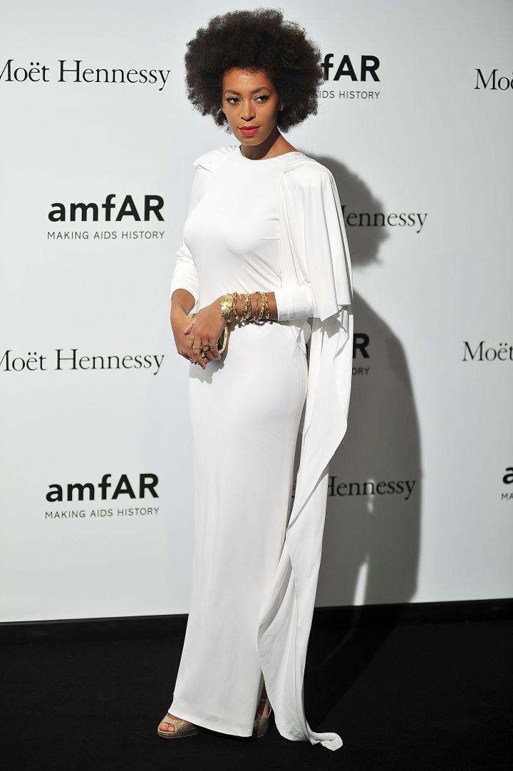 Solange Knowles attends amfAR Milano 2012 during Milan Fashion Week at La Permanente
