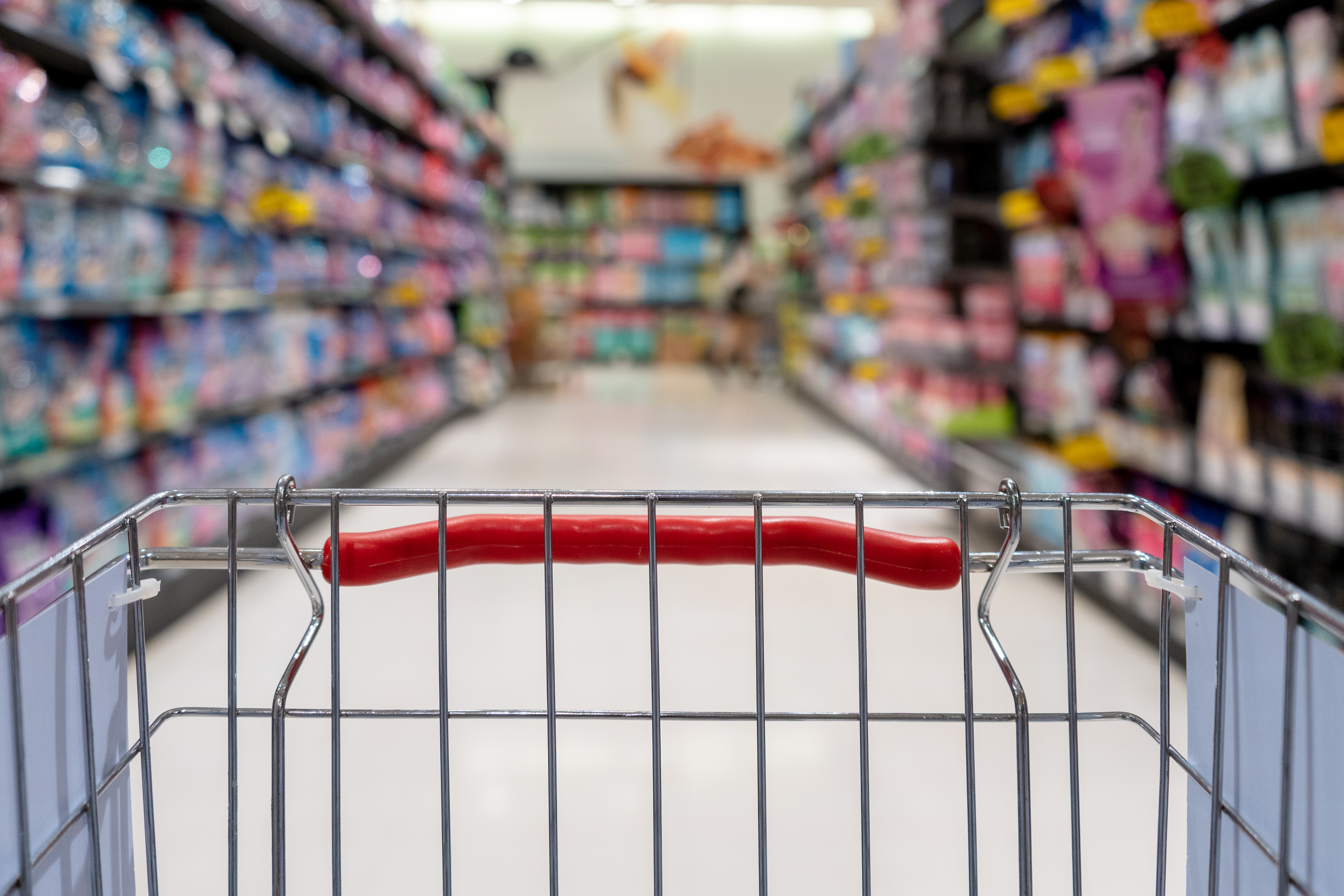 Close-Up Of Shopping Cart In Supermarket