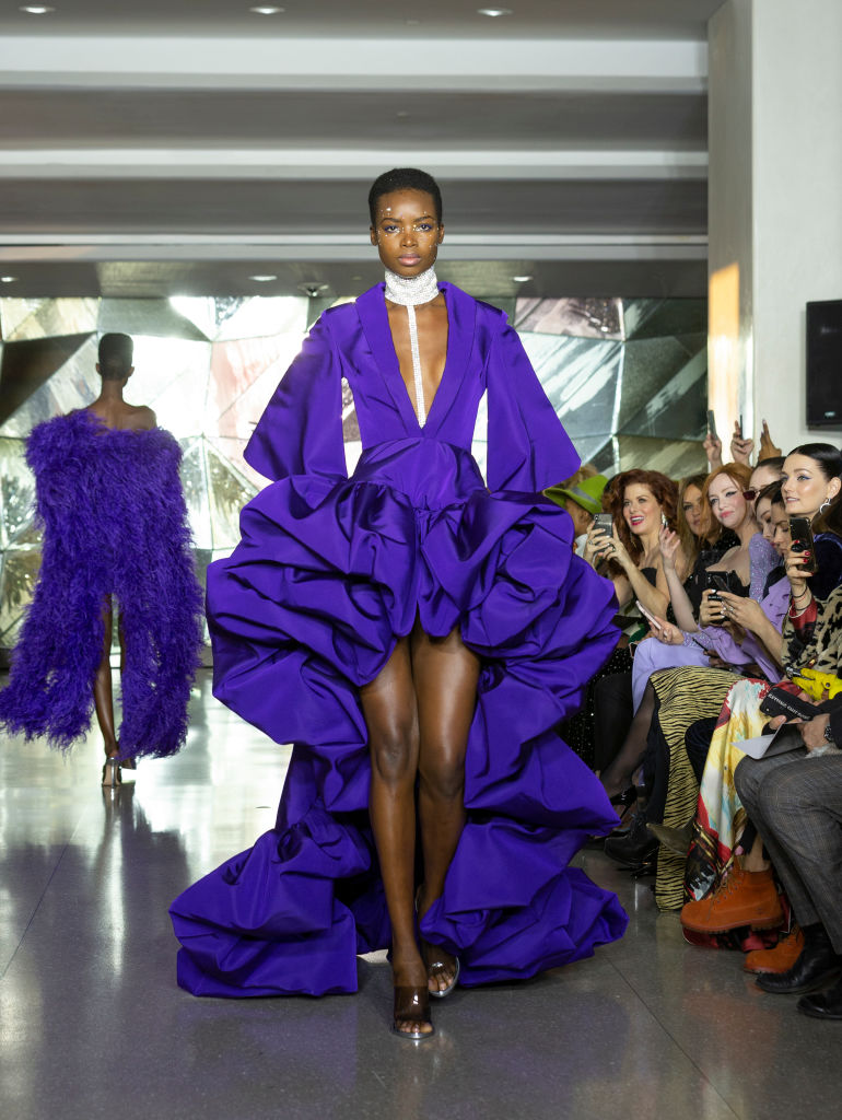 Model walks runway for Christian Siriano New York fashion...