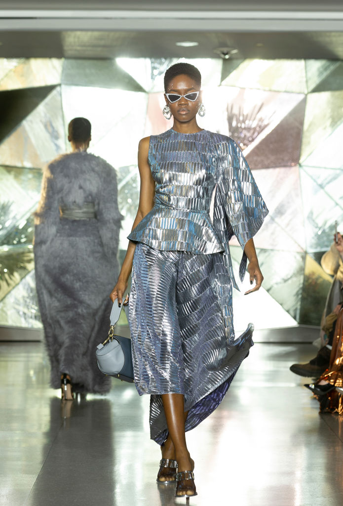 Model walks runway for Christian Siriano New York fashion...