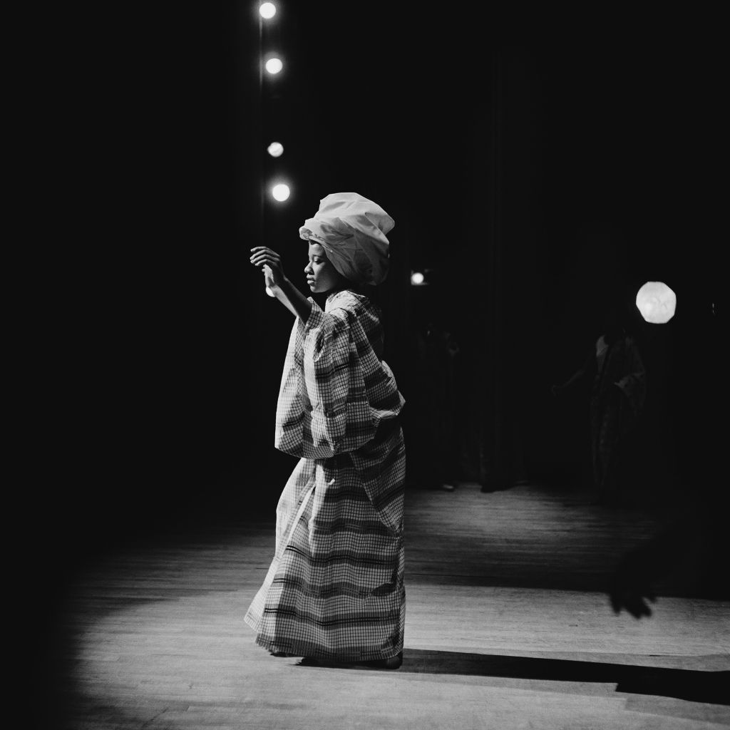 Kwame Brathwaite, Grandassa Model onstage, Apollo Theater, Harlem, ca. 1968; from Kwame Brathwaite: Black Is Beautiful (Aperture, 2019)