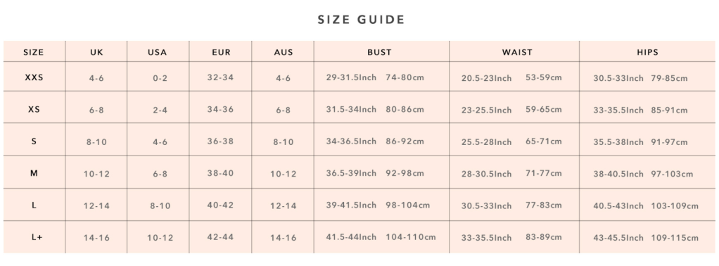 House Of CB Size Chart