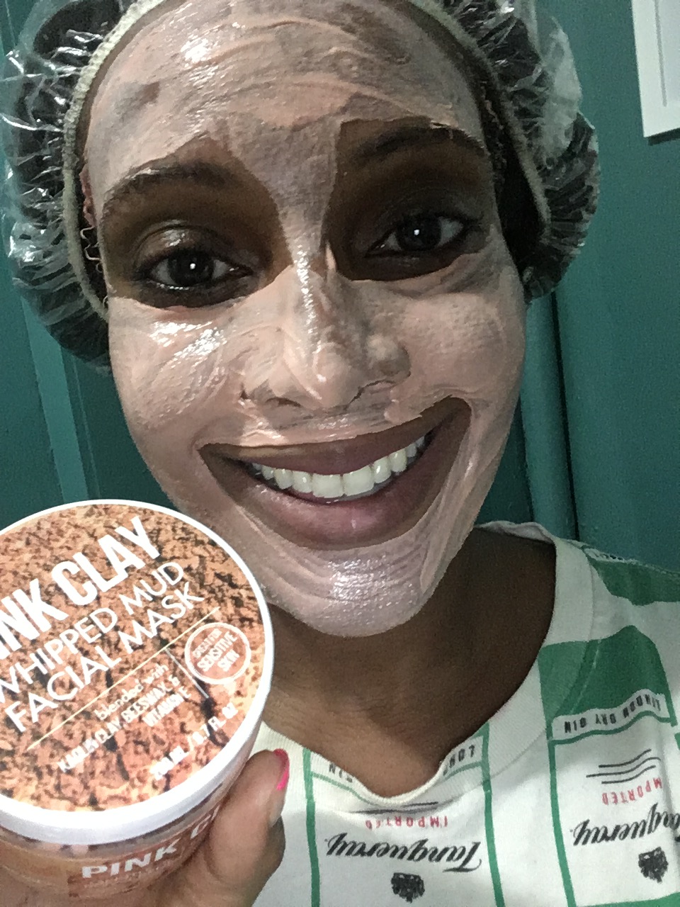 Danielle James Trying Out Urban Hyrdation Pink Whipped Clay Mask