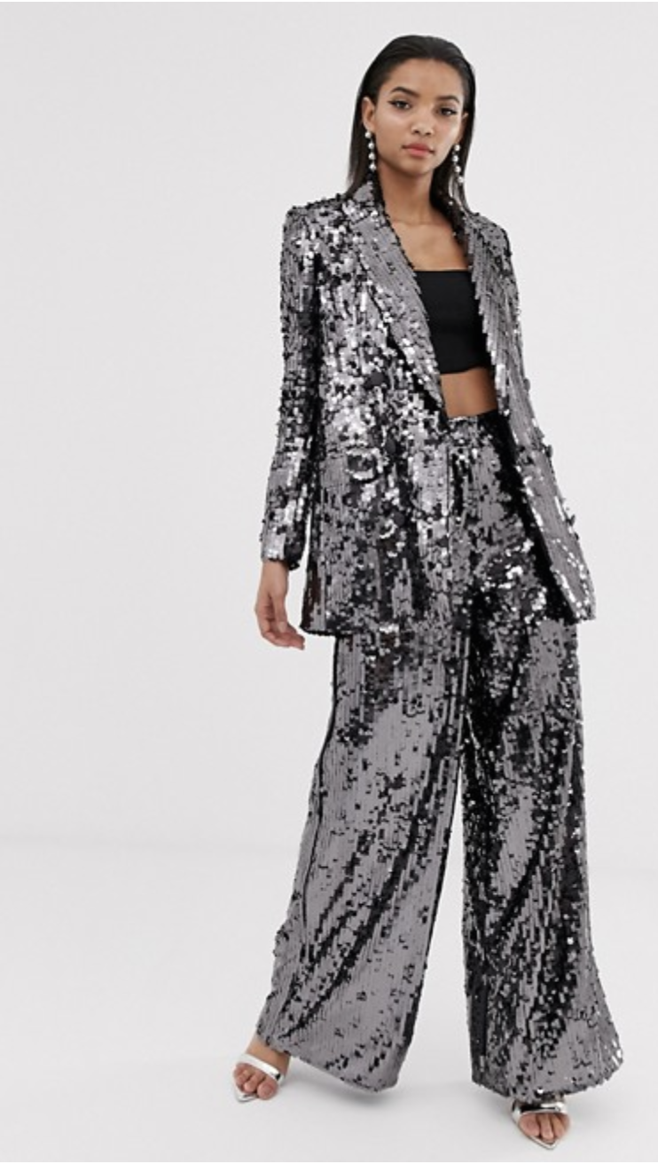 ASOS EDITION Double Breasted Sequin Blazer And Pants