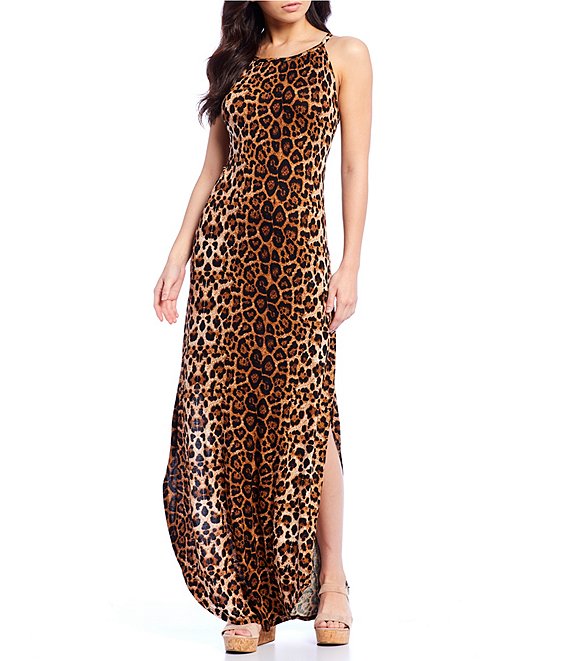 Stilletto's Leopard High Neck Maxi Dress