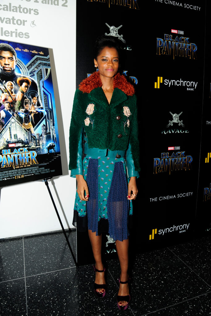 LETITIA WRIGHT AT THE CINEMA SOCIETY WITH RAVAGE & SYNCHRONY SCREENING OF "BLACK PANTHER", 2017