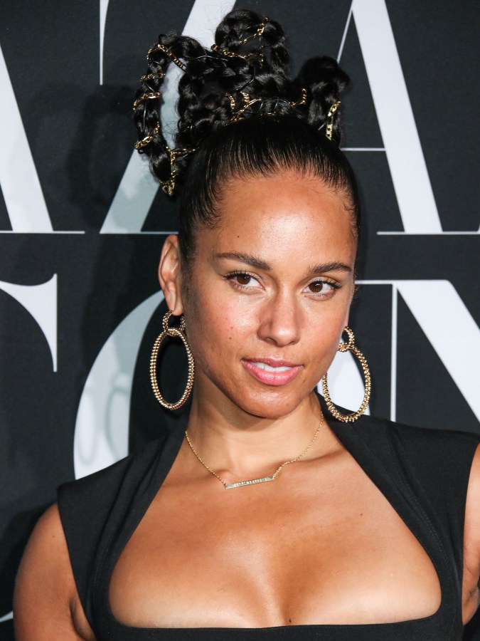 Singer Alicia Keys wearing Thierry Mugler and St. Laurent shoes arrives at the 2019 Harper's BAZAAR Celebration of 'ICONS By Carine Roitfeld' held at The Plaza Hotel on September 6, 2019 in Manhattan, New York City, New York, United States.