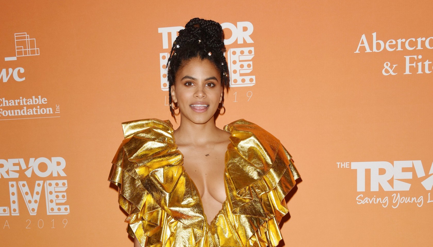 Zazie Beetz attends The Trevor Projects TrevorLIVE LA 2019 at The Beverly Hilton Hotel on November 17, 2019 in Beverly Hills, California\n© Jill Johnson/jpistudios.com