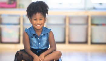 Beautiful African Girl in Kindergarten Portrait stock photo