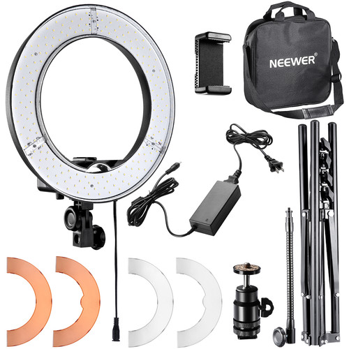 Neewer LED Ring Light with Stand and Accessories Kit (14")