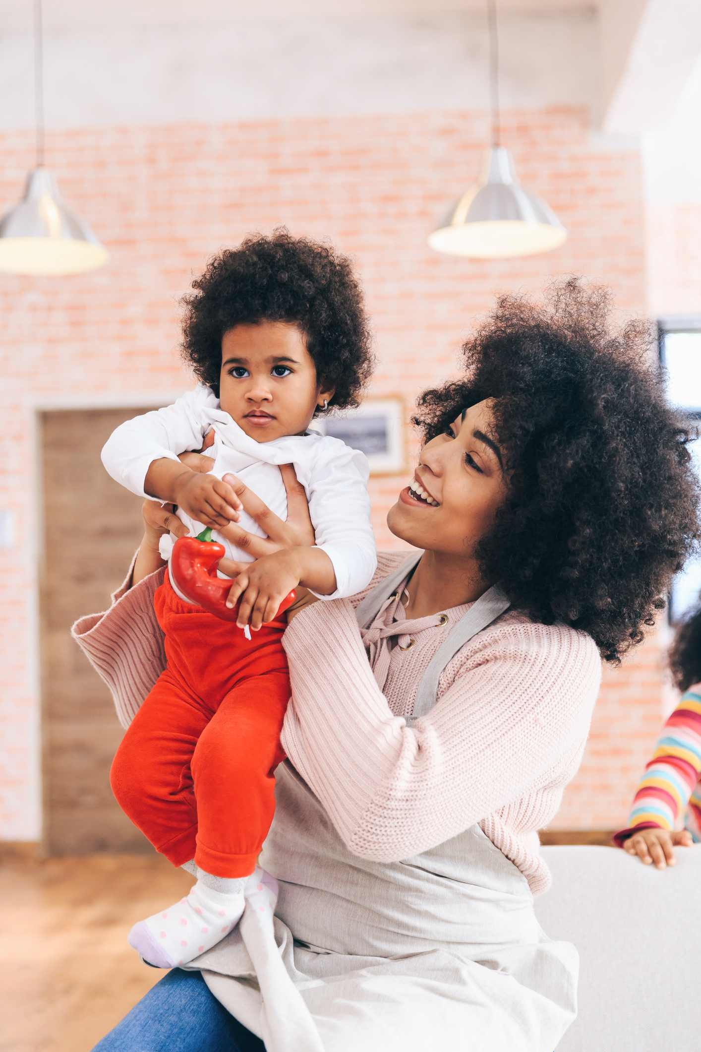 Portrait of a young mother with her daughter