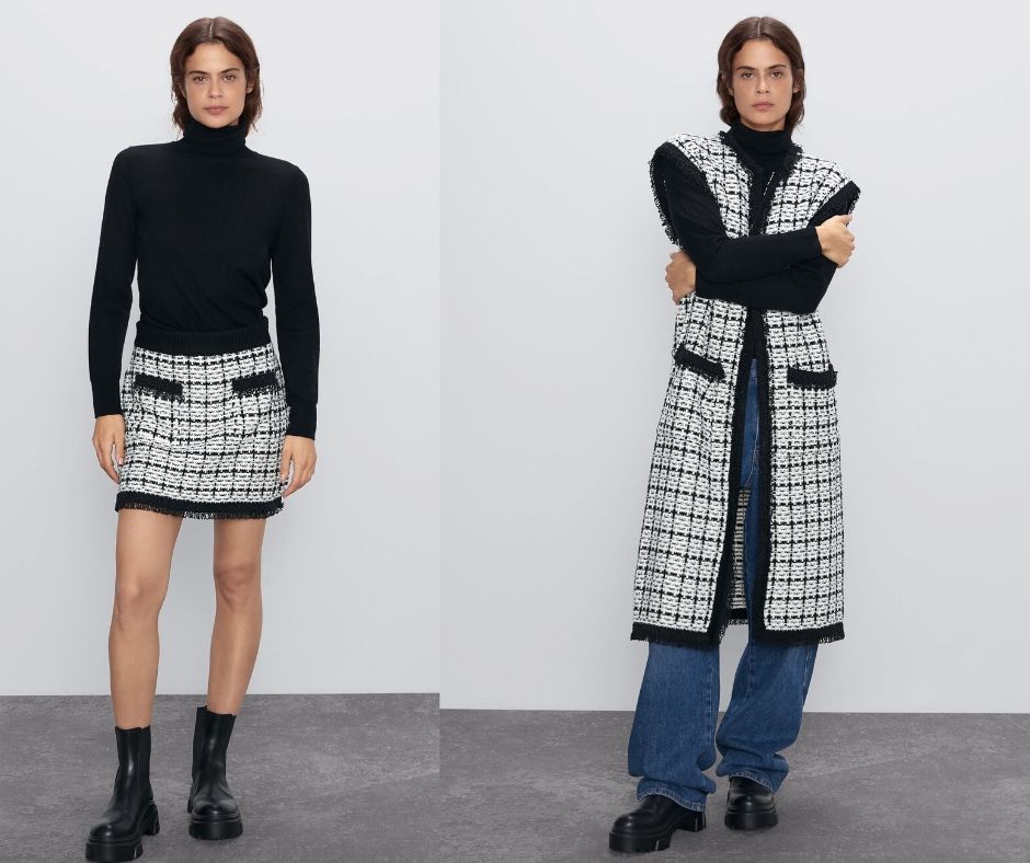 Zara Tweed Mini Skirt and Tweed Vest