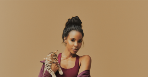 Kelly Rowland Collection for Fabletics Iris Blue Sculptknit Top Leopard Set
