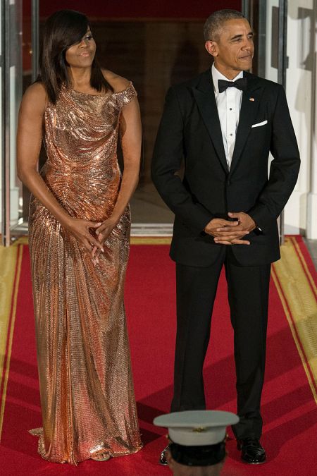 MICHELLE AND BARACK OBAMA AT THE ITALIAN PRIME MINISTER VISIT TO THE WHITE HOUSE, 2016