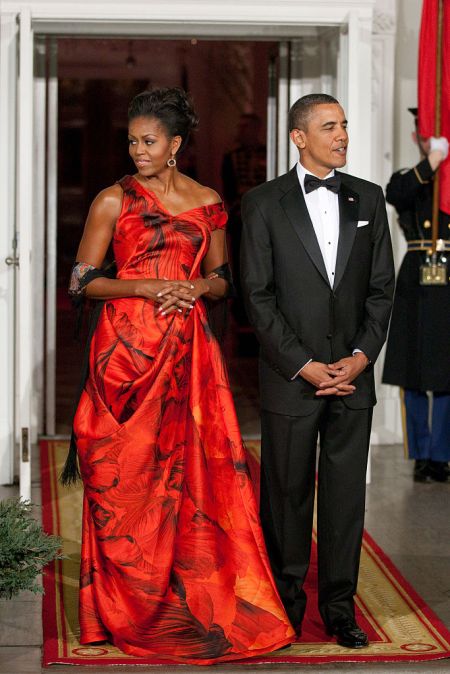 MICHELLE AND BARACK OBAMA AT THE HU JINTAO STATE DINNER, 2011
