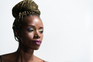 Beautiful african woman on white background