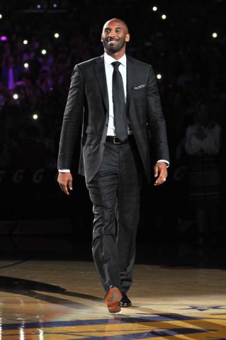 Kobe Bryant black & white suit