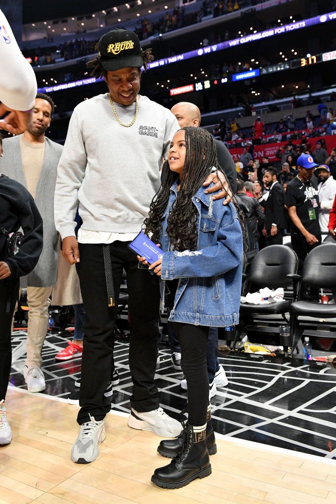 Jay Z & Blue Ivy Kick It At The Lakers Game