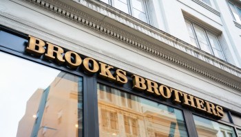 American men's clothier chain Brooks Brothers store and logo...