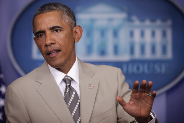 President Obama Makes Statement In The Briefing Room Of White House