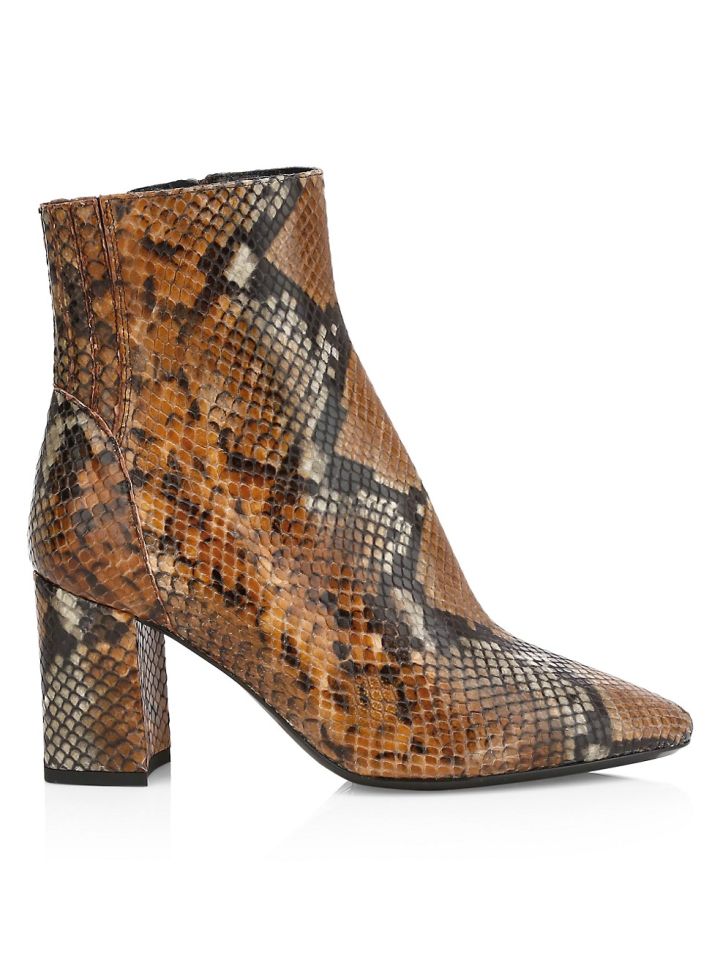 AQUATALIA POSEY SNAKESKIN-EMBOSSED LEATHER ANKLE BOOTS, $249.99