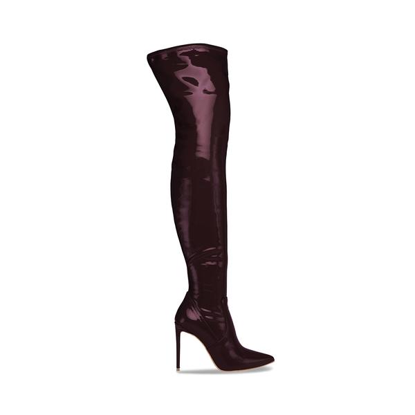 STEVE MADDEN'S VAVA BURGUNDY PATENT BOOTS, $129.95