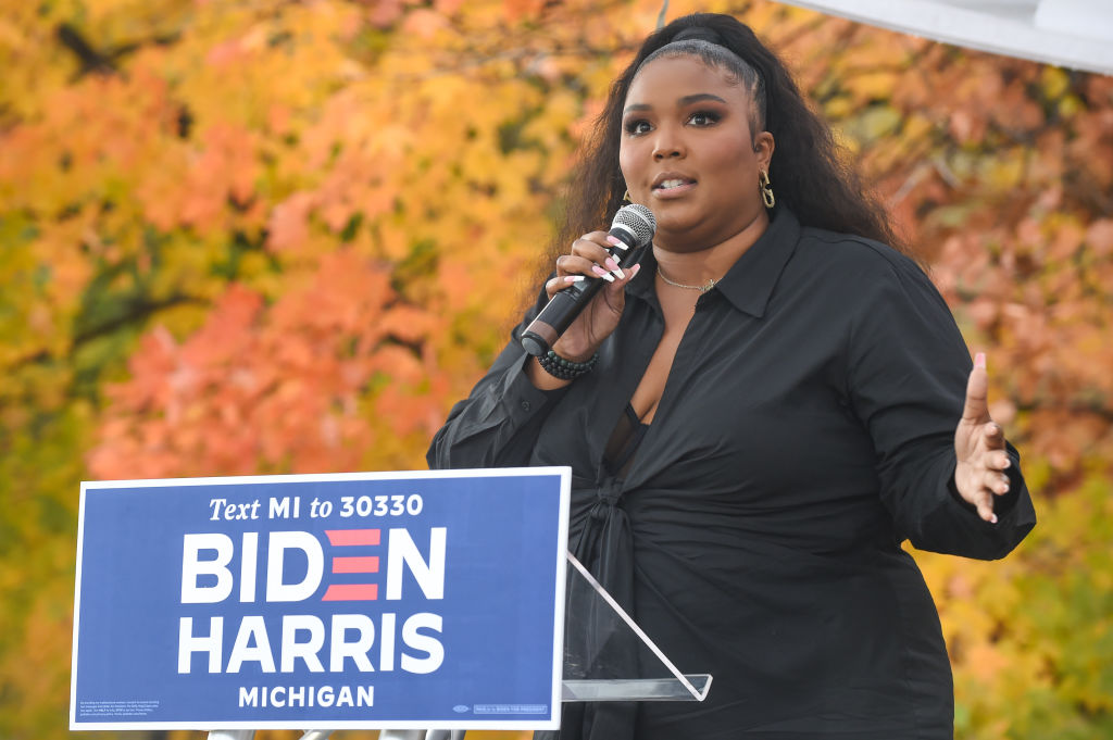 Lizzo Campaigns For Democratic Presidential Candidates Joe Biden And Kamala Harris