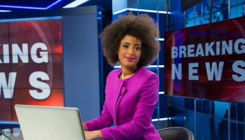 Breaking news female anchor