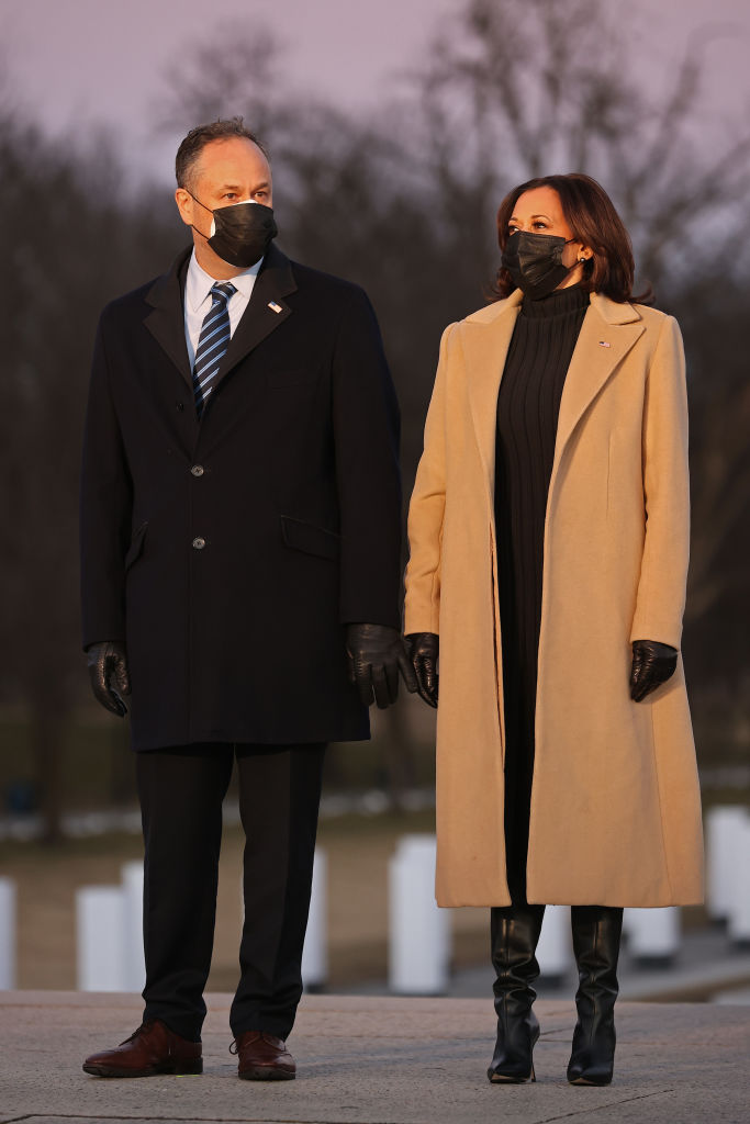 VICE PRESIDENT KAMALA HARRIS AND HUSBAND DOUGLASS EMHOFF AT THE COVID-19 MEMORIAL SERVICE, 2021