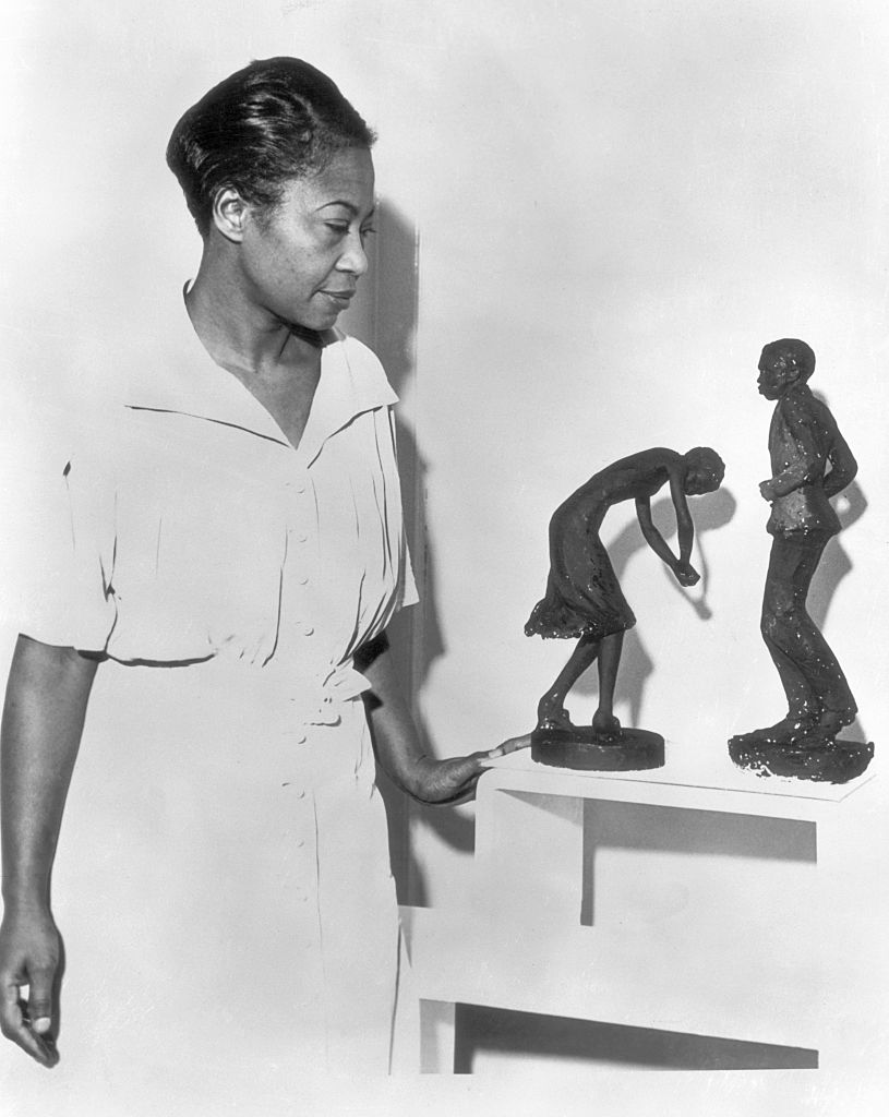 Augusta Savage Viewing Two of Her Sculptures