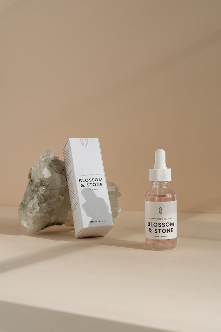 Blossom and Stone CBD with Moon-Charged Rose Quartz, $35 - $60