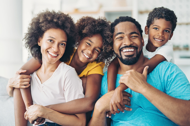 Smiling African-American family