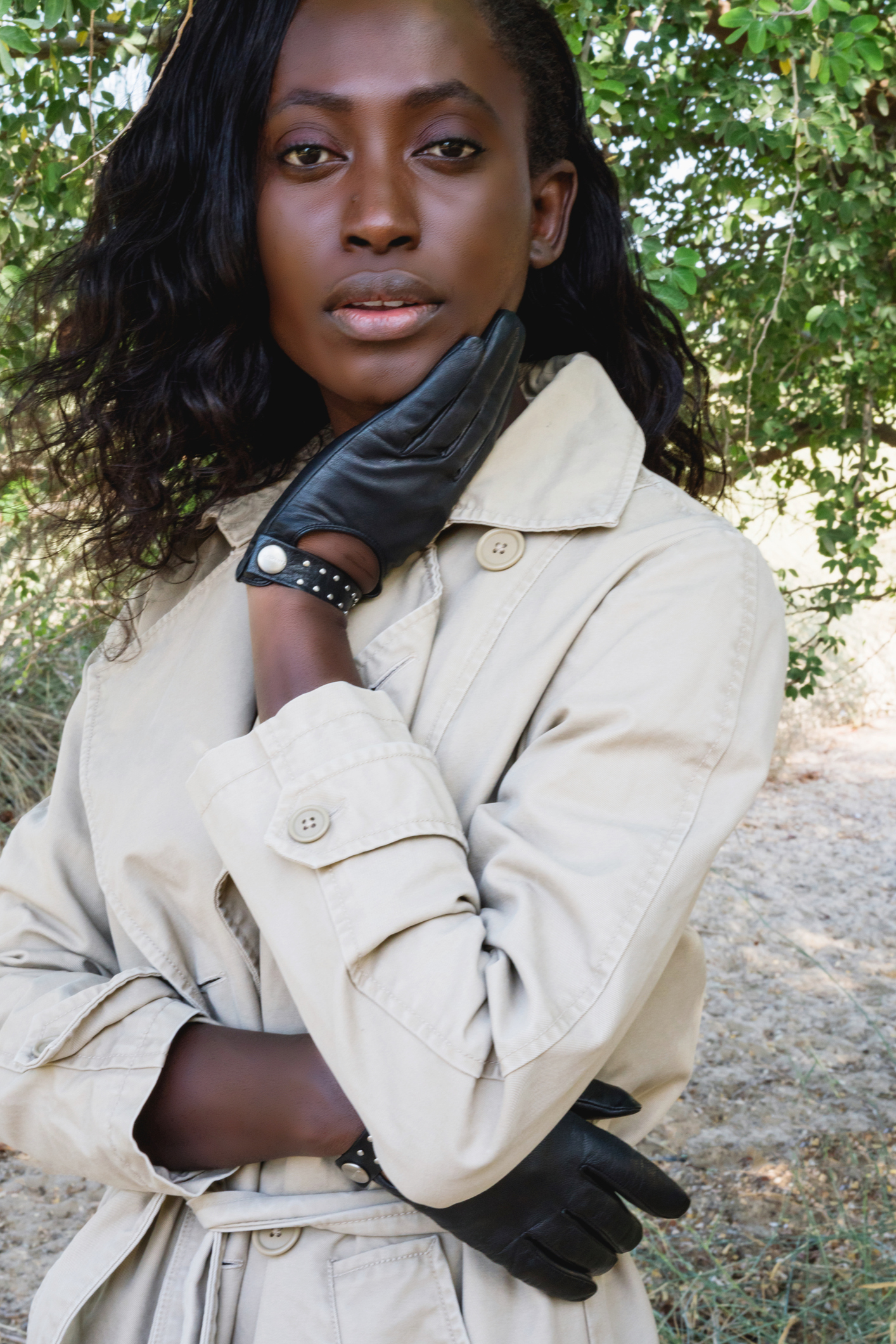 Black Woman Wearing Autumn Outfit Trench Coat