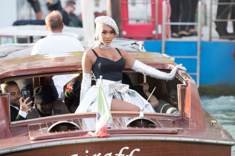 Saweetie arrives to the Dolce&Gabbana Alta Moda show In Venice