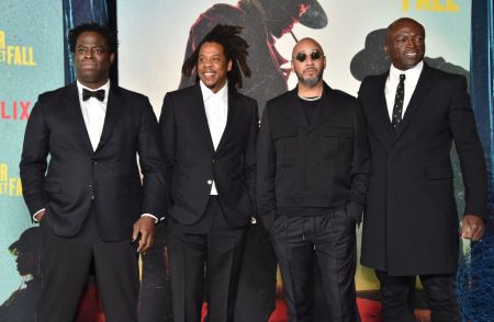 Jeymes Samuel, Jay-Z, Swiss Beatz and Seal at the Los Angeles Premiere Of "The Harder They Fall"