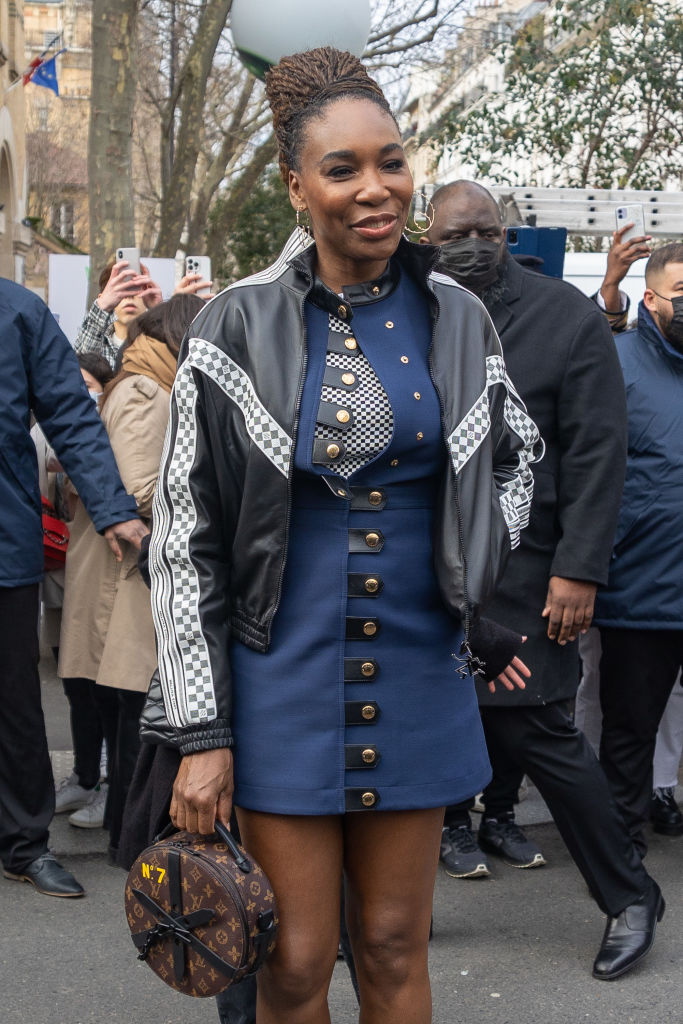 Venus Williams Looks Edgy in Leather Minidress & Louis Vuitton Boots –  Footwear News