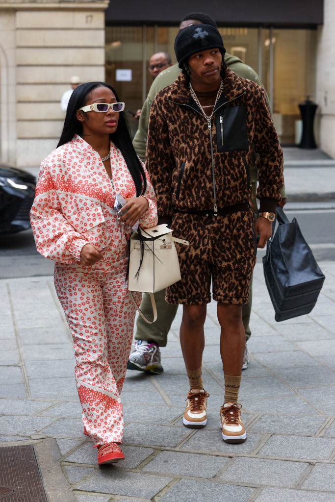 Jayda Cheaves and Lil Baby walking in Paris March 4th, 2022